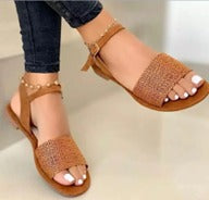 Women Summer Buckle Strap Flat Fashion Casual Sandals